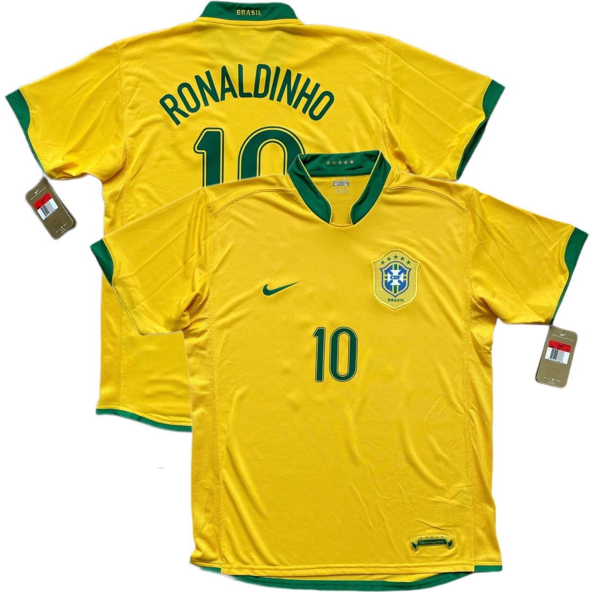 2006/07 Brazil Home Jersey #10 RONALDINHO Large NIKE Soccer World
