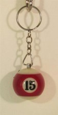 1.25 Inch Number 15 Fifteen Mini POOL BALL Billiard Key Chain Ring Keychain NEW