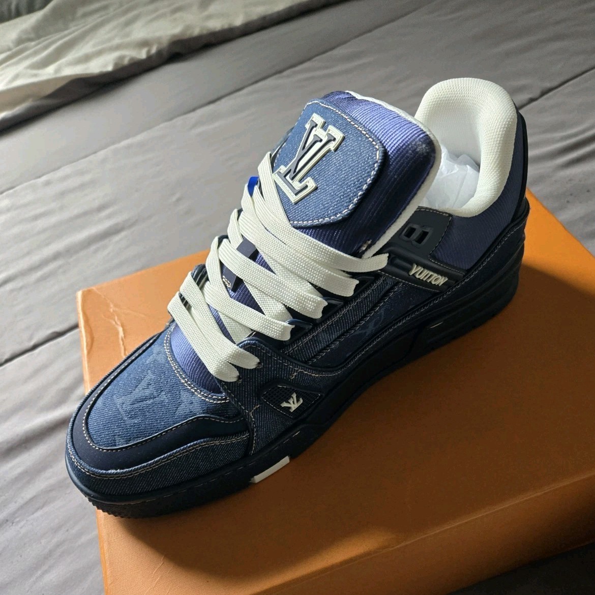 Louis Vuitton Trainer Denim Blue Low Top Lace Up Men