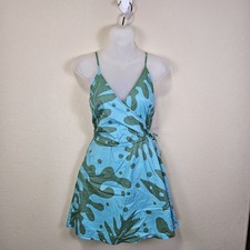 Patagonia Pataloha Crossover Dress 0 XS Hawaiian Tropical Print Wrap Mini Beach