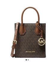 Michael Kors Brown MK Logo Top Handle Satchel w/ Detachable Strap, Charm