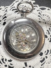 Vintage Cooper  Co Berenger Skeleton Mechanical Pocket Watch 17 Jewels Runs