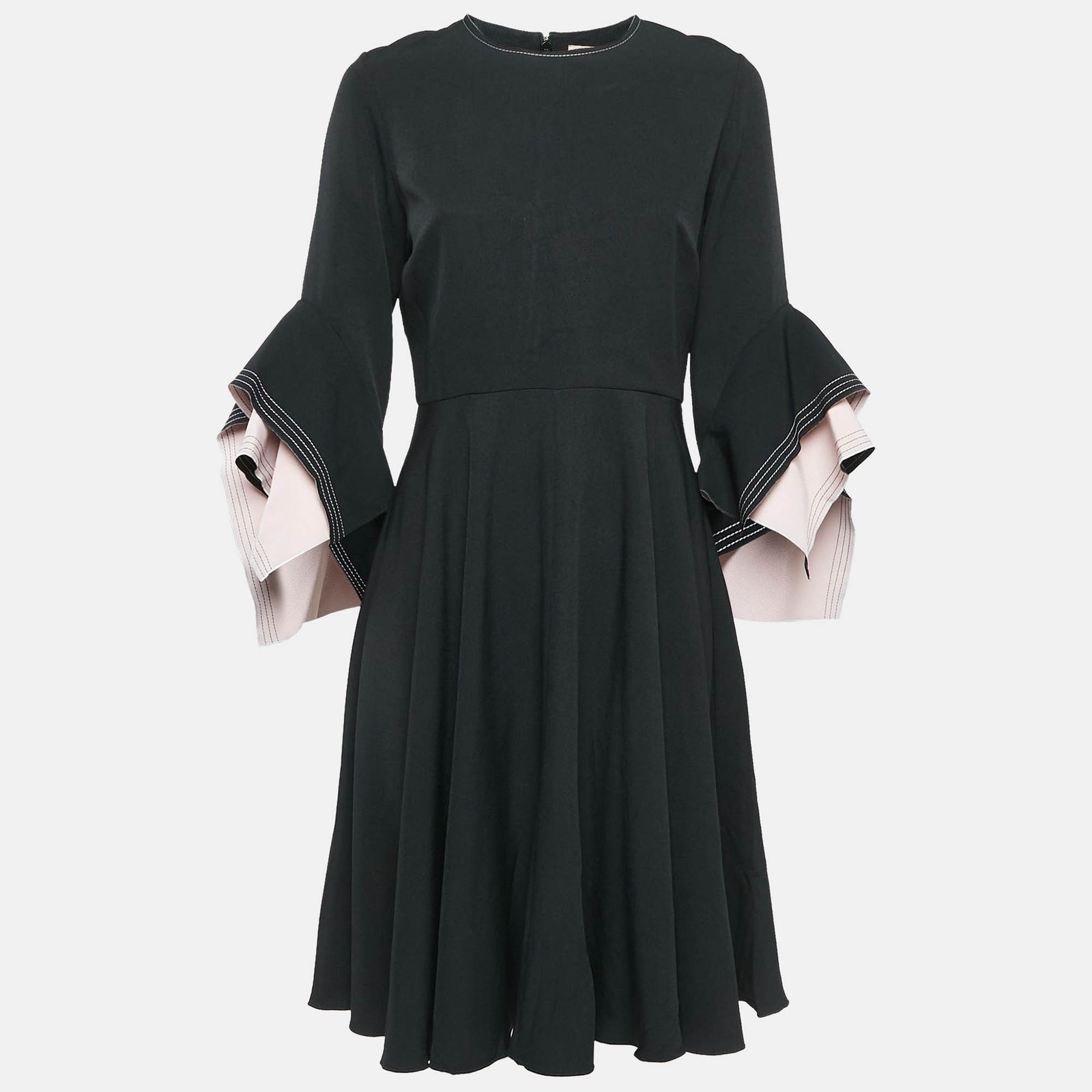 Roksanda Ilincic Black Crepe Bell Sleeve Flared Midi Dress M|Qoo10 