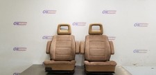 1986 Volkswagen Vanagon Westfalia Front Seat Set Tan Cloth With Brown Piping