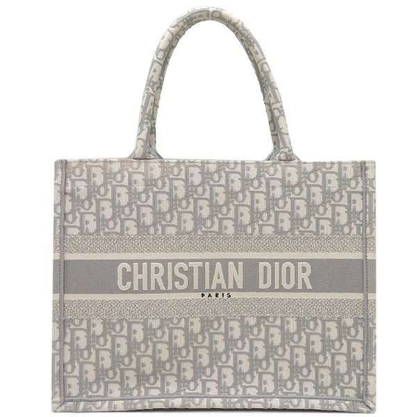 Christian Dior Medium Grey Oblique Embroidered Canvas Book Tote Bag
