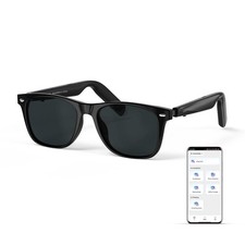 GetD AI Glasses, Smart Glasses Large, Polished Black + Gray Polarized Lens