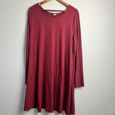 Old Navy Knit Swing Mini Dress Long Sleeve Casual Tunic Maroon Marin Berry XL