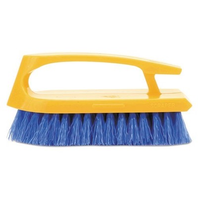 Rubbermaid Commercial Scrub Brush, 6'' Yellow Handle, Blue Bristles, Iron-Shaped