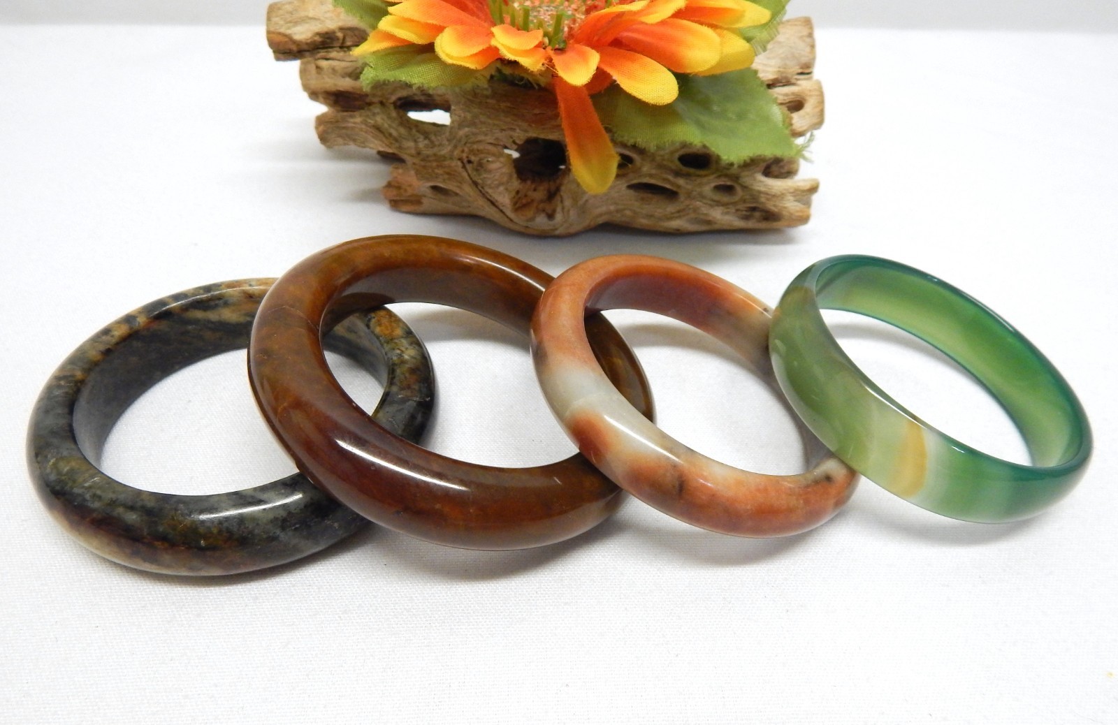 Carved Semi Precious Stone Bangle Bracelet Lot Size Small For 6