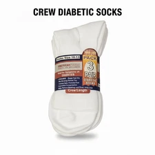 Premium Diabetic Crew Socks Non-Binding Cotton Circulatory Socks 3-12 Pairs