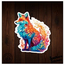 Fox Flowers - Vinyl Decal Sticker - Car Window Laptop - ebn11403