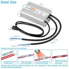 LED Driver 12V500W Waterproof Power Supply AC 90-130V to DC 12V41.6A Low-Voltage