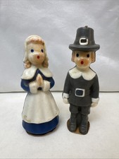 Vtg 5.5” Gurley Thanksgiving Candles Pilgrims Boy Girl Holiday Seasonal Decor