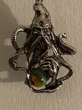 JPI 2000 Silver Wizard Necklace Holding A Crystal 