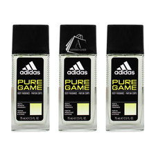 Image of 3 Pack x 75ml Adidas Pure Game Aftershave Natural Spray Body Fragrance Perfume