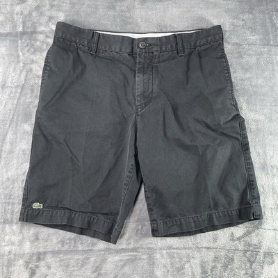 Lacoste Mens 32x10 Black Chino Cargo Shorts Regular Fit Stretch Tennis