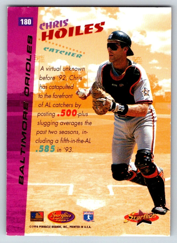 Chris Hoiles 1994 Sportflics 2000 #180 - Image 2 of 2