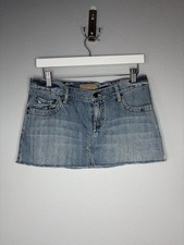 Abercrombie Fitch Denim Micro Skirt Distressed Low Rise Size 6 Blue Y2K Retro
