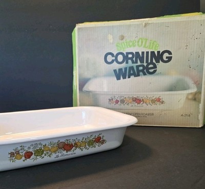 Vintage Corning Pyrex Spice O  Life Open Roaster Pan A-21-8 in Box EUC