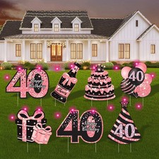 40th Birthday Decorations for Women - 7 Pcs Birthday Yard Signs with Stakes, ...