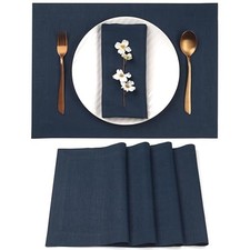 Linen Navy Blue Placemats Set of 4-100 Set of 4 14 X 19 Inch 02 - Navy Blue