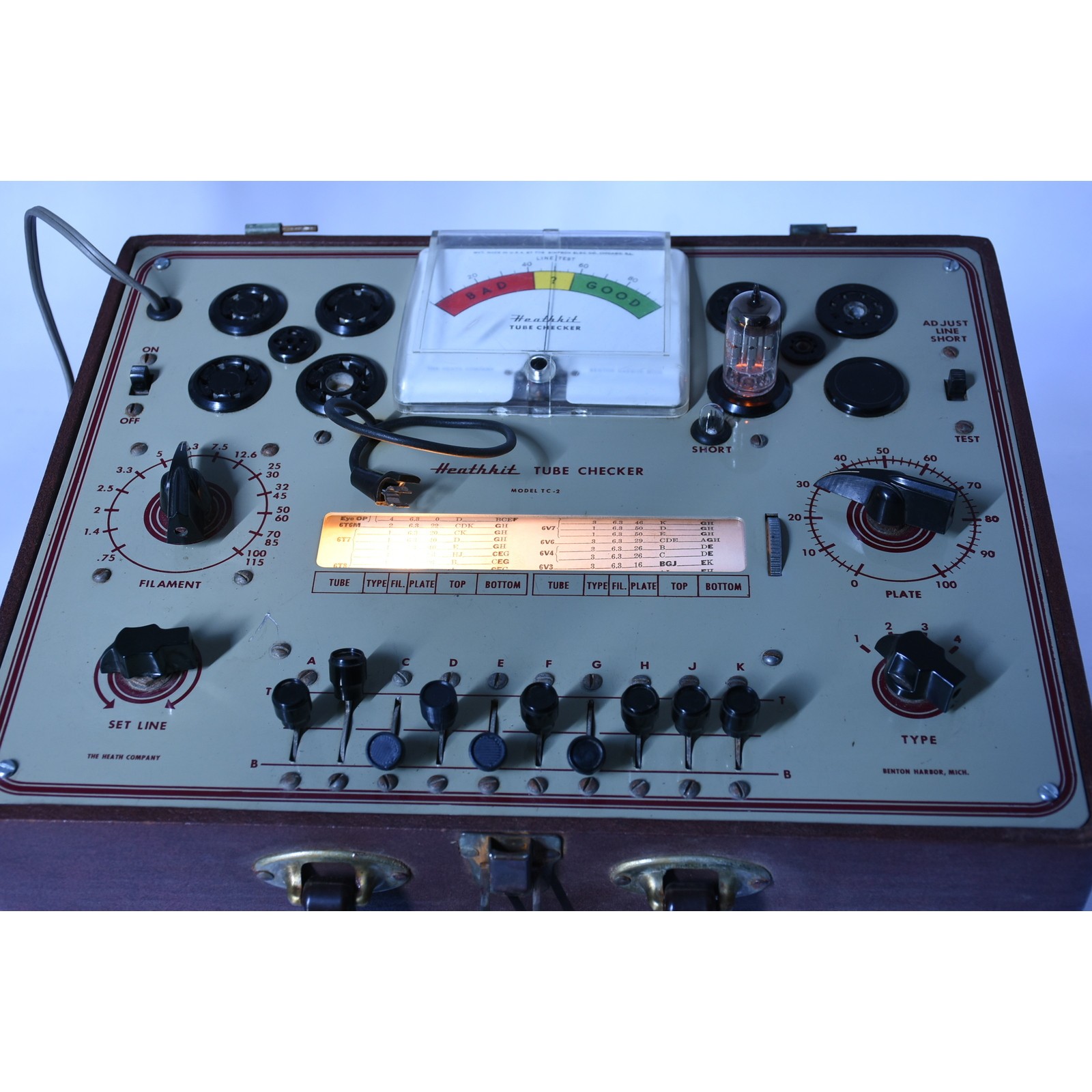 Heathkit Model TC-2 Vintage Tube Checker Tester w/ Case Tested Working - As-Is