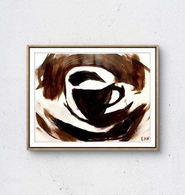 Laeknapes Cafe Latte14x11 Original Abstract Paper Museum Home Painting Artwork