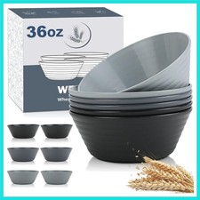Wheat Straw Bowl Sets,6 PCS Unbreakable Cereal Bowl 36 OZ,Microwave and Dishw...