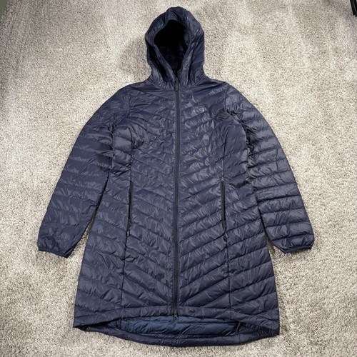 Mountain Hard Wear Coat Womens Medium Blue Hooded Quilted Down Parka Mid Length