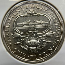 1927 Parliament Florin Coin - almost Extremely Fine - 8 Pearls Silver George V