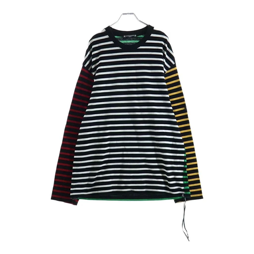 mastermind JAPAN ボーダー長袖カットソー ダメージ加工 Mastermind Japan Long Sleeve Regular Size T-Shirts for Men for