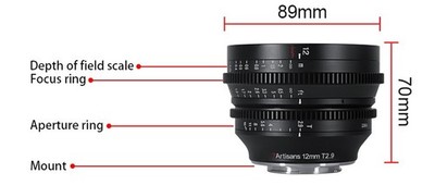 7artisans 2.9/12mm T Black f. Nikon Z APS-C Cinema Lens