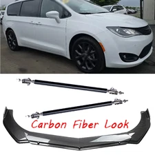 For Chrysler 300 Carbon Fiber Front Bumper Lip Spoiler Splitter Strut Rod