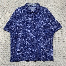 Under Armour Golf The Playoff Polo Mens Shirt Size XL Blue Geometric Print