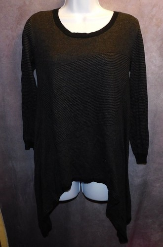 Max Studio Gothic Striped Asymmetrical Hem Sweater