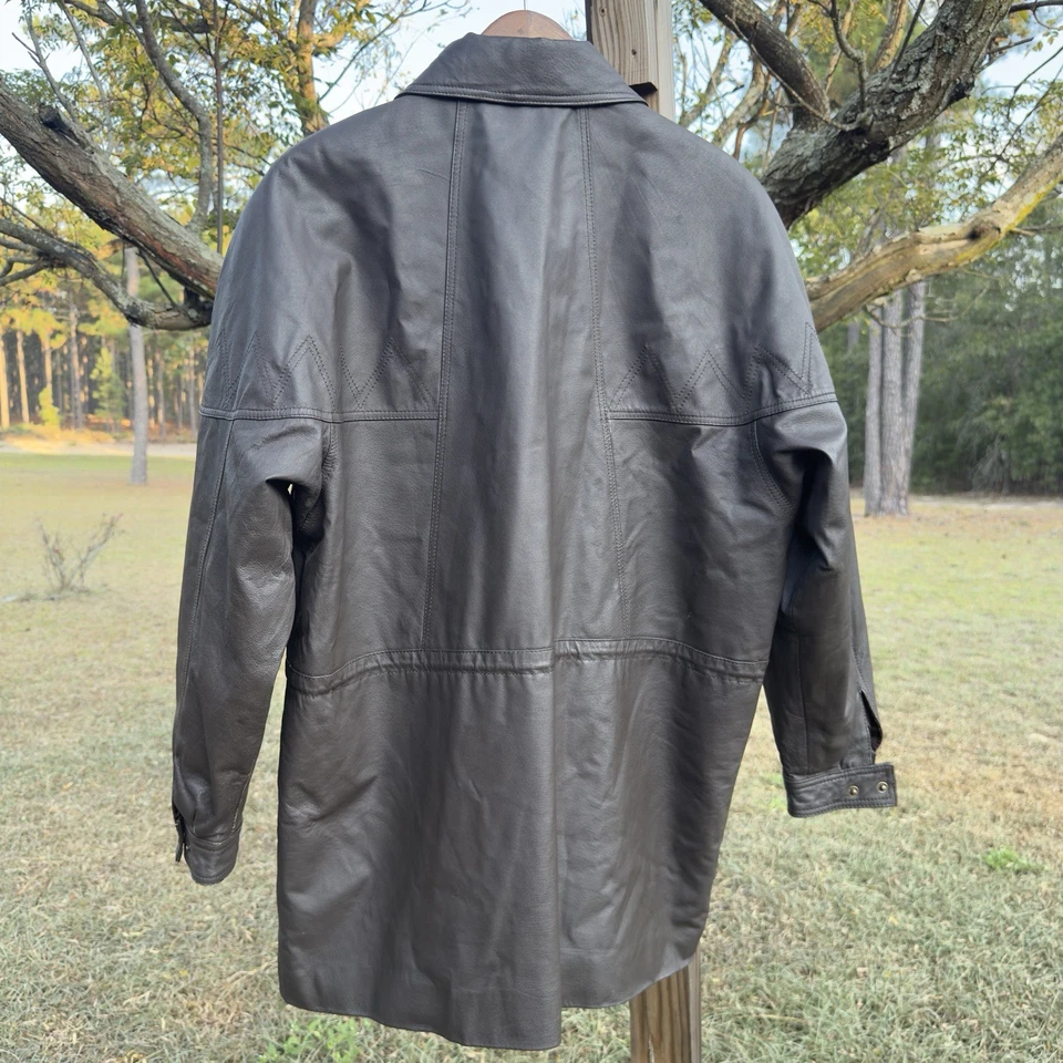 Chaqueta de cuero vintage KC Collections para mujer XL marrón oscuro forro manta occidental Foto 4 de 4