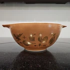 Vintage Pyrex Early American 442 Cinderella Mixing Bowl Brown Gold Eagle 1.5 Qt