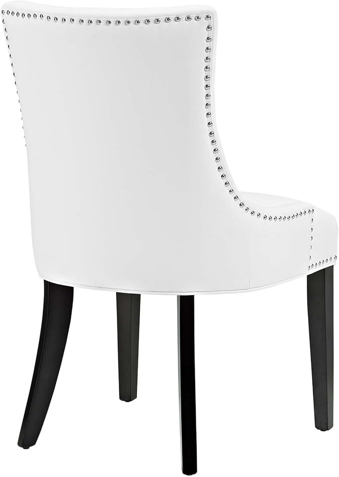 Modway Marquis White Faux Leather Dining Chair with Nailhead Trim