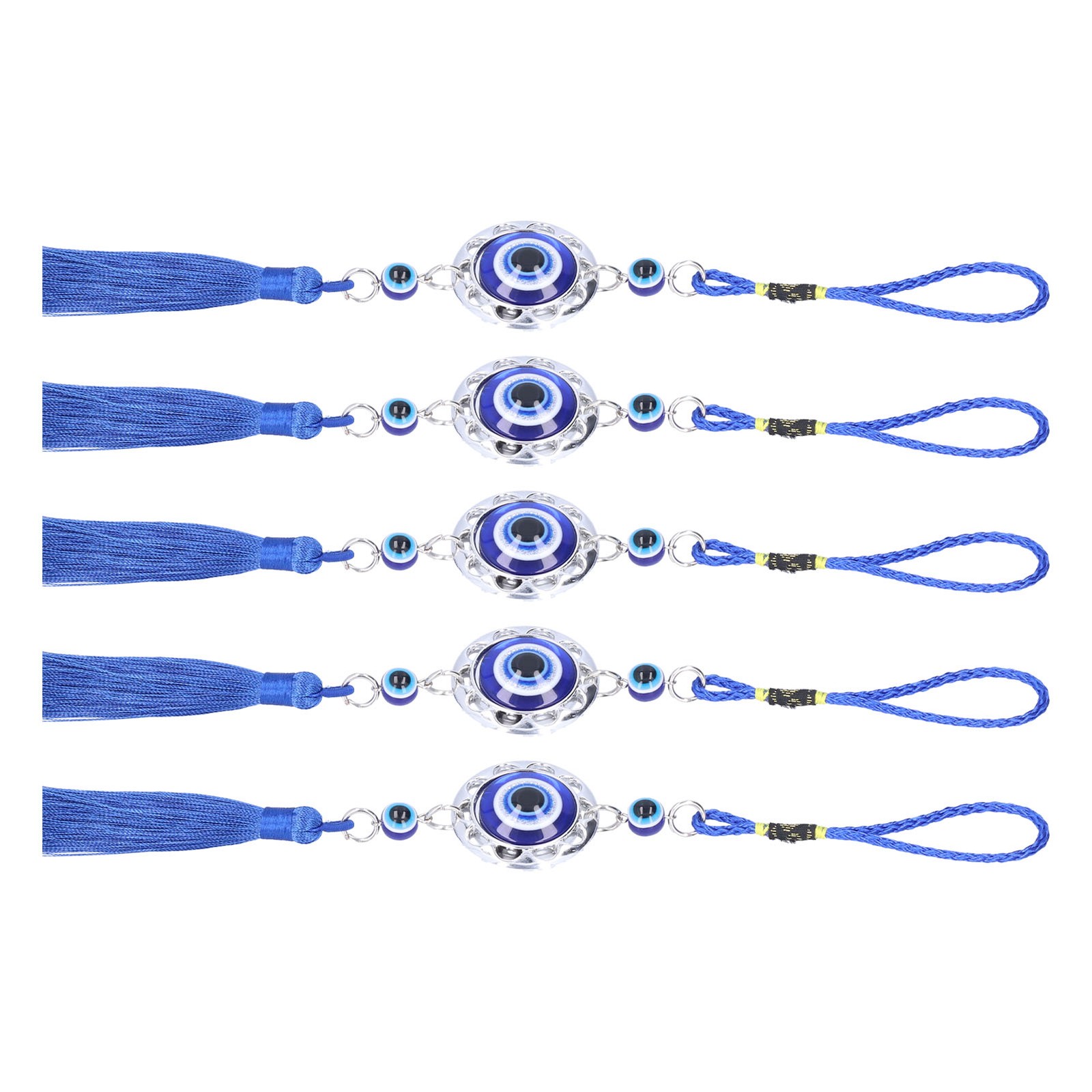 Round 5Pcs Evil Eye Pendant Coloured Glaze Blue Tassel Exquisite Design Good BL