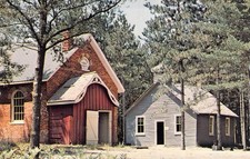 VTG Postcard SIMCOE COUNTY MUSEUM Barrie Ontario 1870 Church 1900 Schoolhouse
