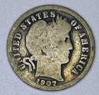 1907 Barber Dime 90% Silver Philadelphia Mint Liberty Head USA Coin