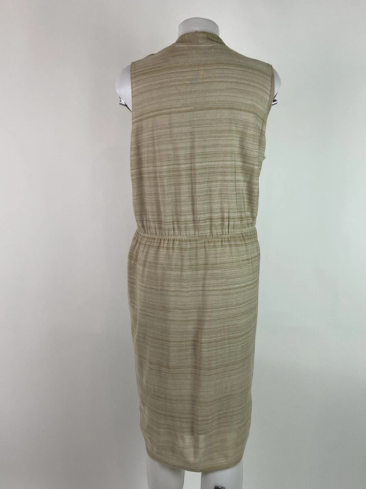 Vestido Misook talla 1x arenisca bronceado a rayas tejido imitación envolvente forrado sin mangas Foto 2 de 4