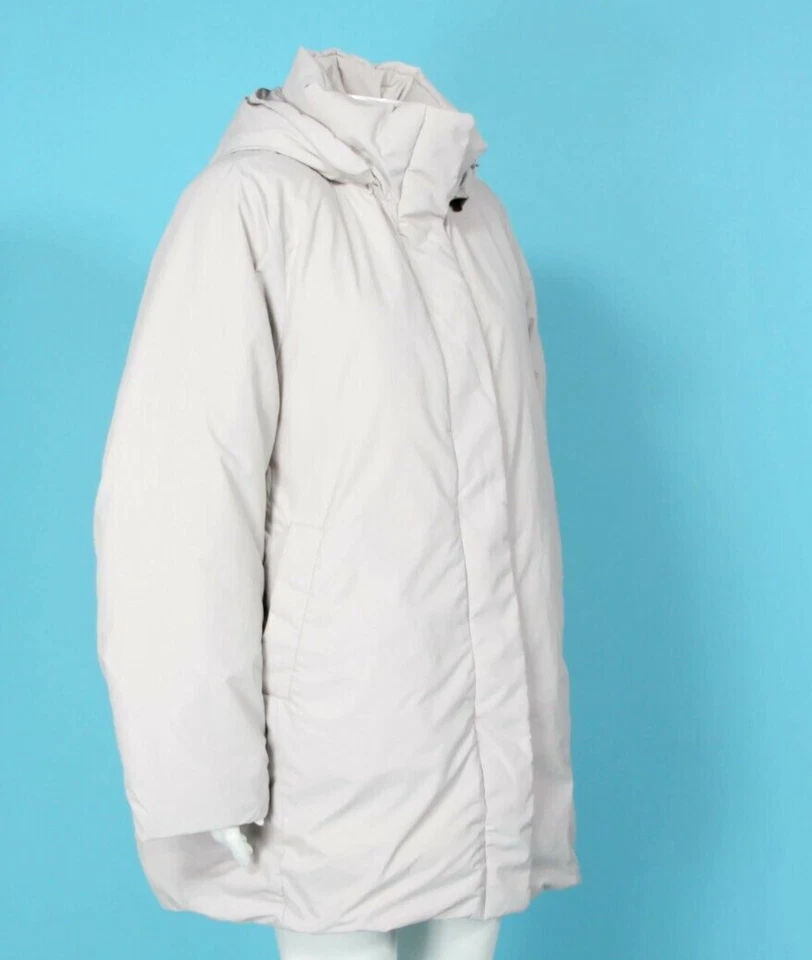 Jaqueta feminina Uniqlo cinza acastanhado com capuz casaco acolchoado Parka tamanho G/823 - Imagem 3 de 4