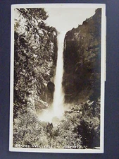 Bridal Veil Falls Yosemite California CA Real Photo Postcard RPPC Vintage 1949