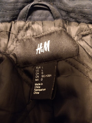 H&M Long Parka Dark Blue Jacket Size L - Picture 3 of 7