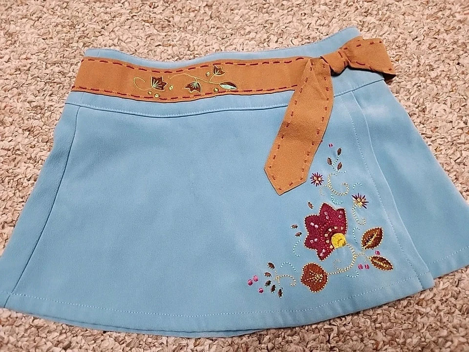 AMERICAN GIRL NIKKI'S NICKI MEET SKIRT GIRLS SIZE 6 WESTERN Blue Embroidered - Image 2 of 4