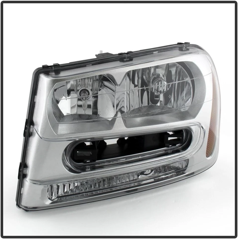 2002-2009 Chevy Trailblazer Titanium Clear Housing Headlights Pair Left+Right - Image 2 of 4