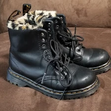 CHILDS 10 DR MARTENS SIDE ZIP BOOTS LEOPARD 1460 SERENA LEO T