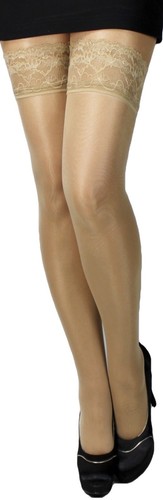 Halterlose Strümpfe Spitzenband breite Spitze Farben mit Lycra Gr S-XXL Naht EU - Bild 18 von 53
