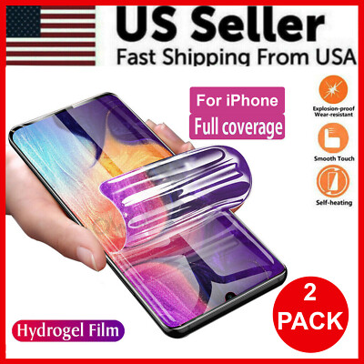 2PCS Hydrogel Screen Protector For iPhone 17 16 15 14 13 12 11 Pro Max X XS XR 8